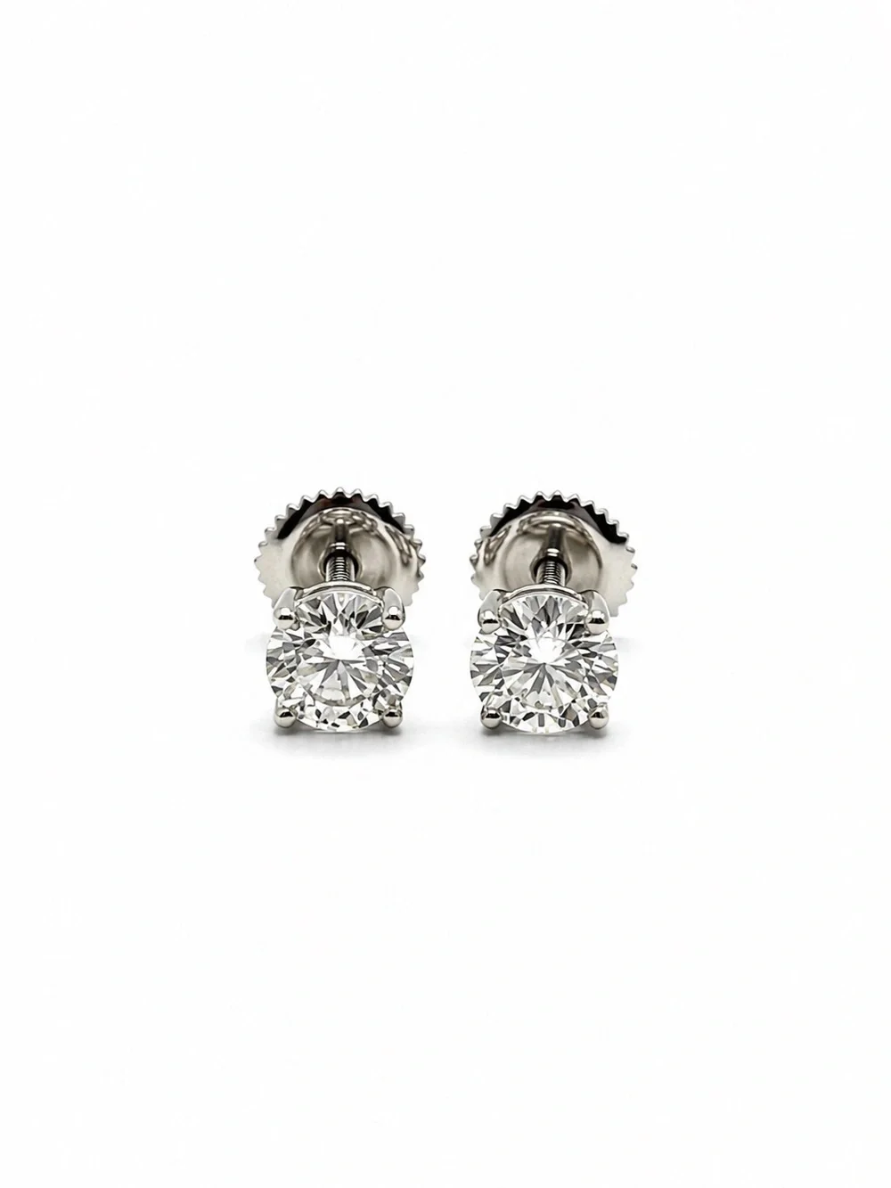 0.5ct Moissanite Stud Earrings 5mm 925 Sterling Silver Screwback